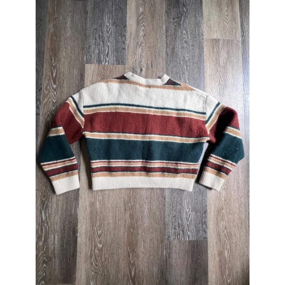 Shaner Striped‎ Wool Blend Sweater Womens One Size Multi Color Crop Knit